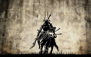 samurai riding horse wallpaper, ancient, old, warrior, horse HD wallpaper