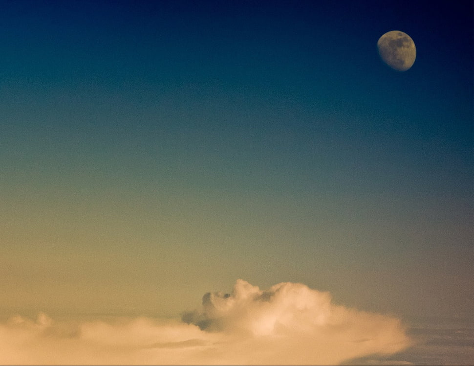 white and black ceramic vase, clouds, face, Moon HD wallpaper