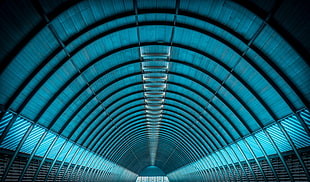 blue and black tunnel HD wallpaper