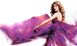 long blonde-haired woman in purple dress HD wallpaper