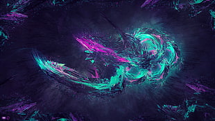 green and purple abstract painting HD wallpaper