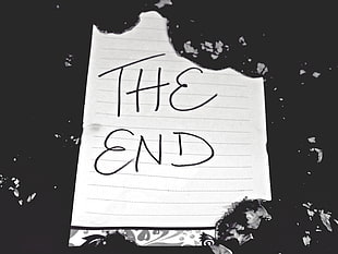 the end text on white paper HD wallpaper