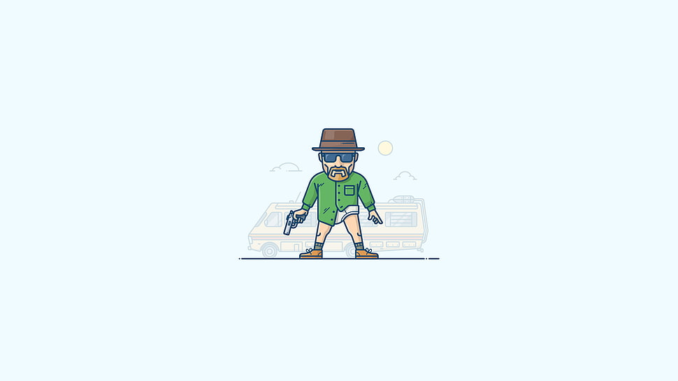 man with gun illustration, illustration, Walter White, Heisenberg, Breaking Bad HD wallpaper