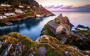 body of water near concrete house, nature, photography