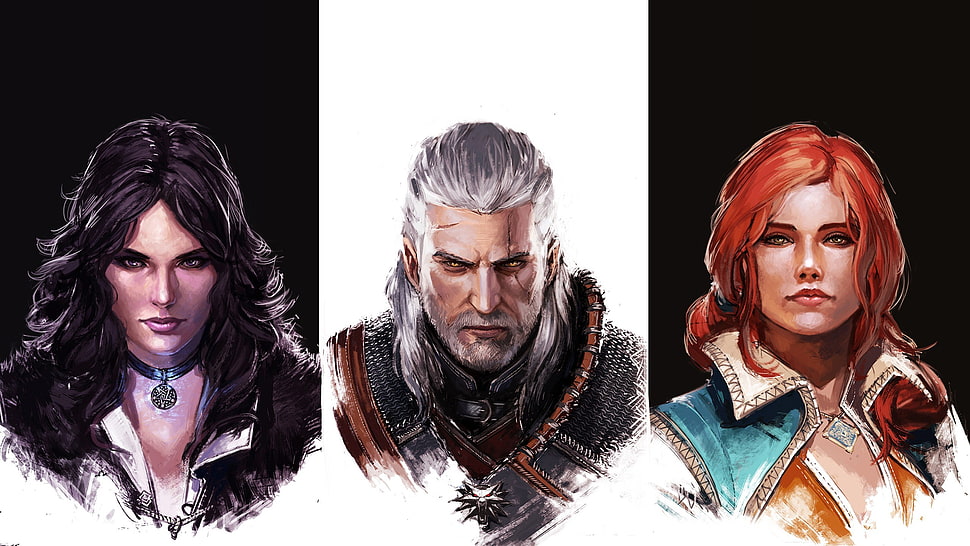 four assorted game character illustrations HD wallpaper