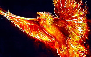 phoenix illustration, phoenix, birds, Fractalius, digital art
