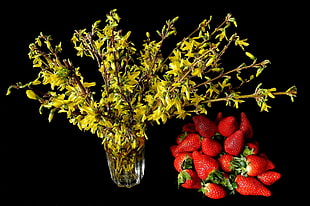 pile of strawberries near clear glass