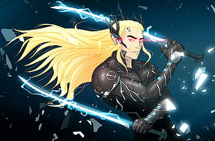 yellow hair anime character illustration HD wallpaper