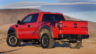 red extended cab truck, car, Ford, red cars, vehicle HD wallpaper