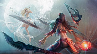 Janna (League of Legends), Irelia, fantasy art, anime HD wallpaper