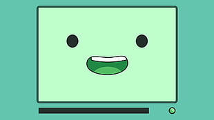 green and black character illustration, BMO, Adventure Time, blue, green