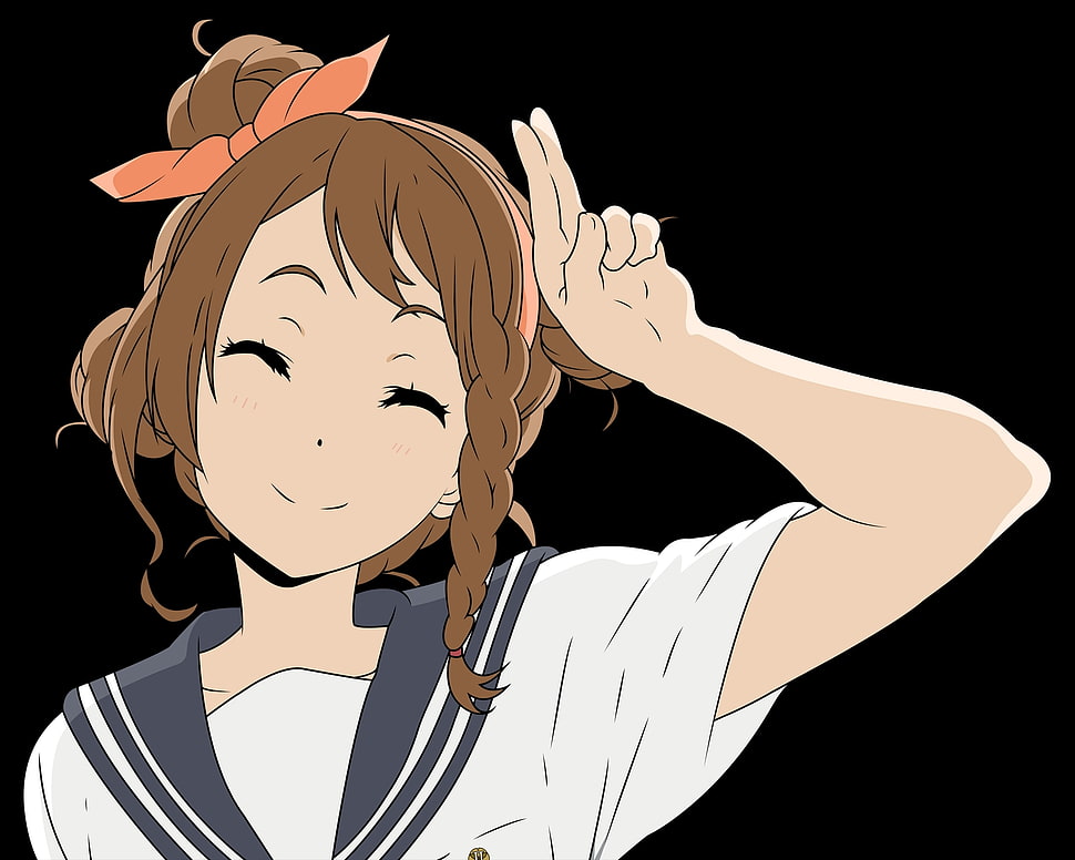 female anime character with brown braided hair and wearing white and blue school uniform HD wallpaper