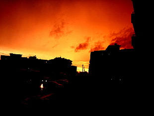 silhouette of vehicles, hell, night, orange