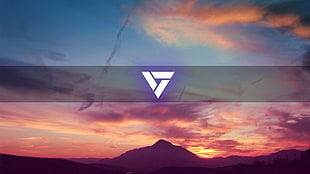 triangular white logo, Onih Inc, clouds, landscape HD wallpaper