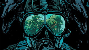 man in gas mask illustration, Swamp Thing, creature, artwork HD wallpaper