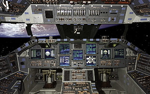 space ship control panel, cockpit, space, spaceship HD wallpaper