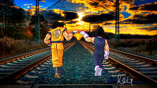 Son Goku and Vegetta wallpaper, Dragon Ball, anime, friendship HD wallpaper