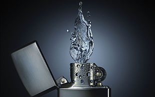 silver-colored table lamp, water, zippo HD wallpaper