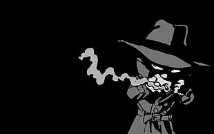 smoking detective cat illustration, minimalism, Calvin and Hobbes, Tracer Bullet, black HD wallpaper