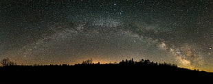 silhouette photo of mountain, galaxy, stars, space, Canada HD wallpaper