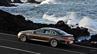 gray sedan, BMW 6, car HD wallpaper