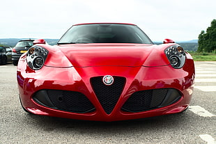 red Alfa Romeo 4C HD wallpaper