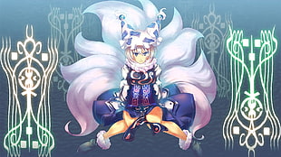 female anime character nine tails illustration