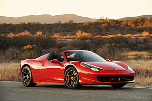 red Ferrari 458 convertible coupe, Ferrari, Ferrari 458 Italia, spider, car