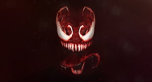 Venom graphic, Venom, artwork, tongue out, saliva trail