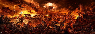 war with dragons digital artwork, fantasy art, digital art, hell