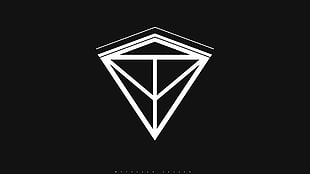 black and white diamond logo illustration, minimalism, digital art, 2D, monochrome HD wallpaper