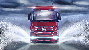 red truck, euro truck simulator, SCS Software, trucks HD wallpaper