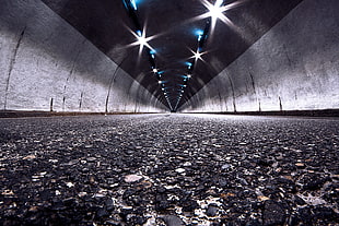 grey concrete tunnel gray scale photo HD wallpaper