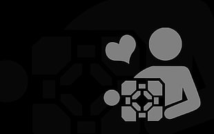 gray cartoon character illustration, Portal (game), minimalism, Companion Cube, video games HD wallpaper