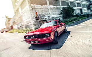 red muscle car, car, red cars