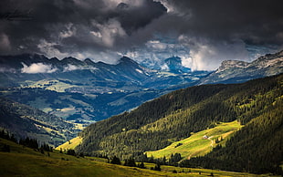 green and white mountains, landscape, nature, mountains, forest