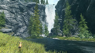 green grassfield, The Elder Scrolls V: Skyrim, nature, landscape, trees