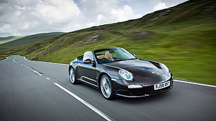 black Porsche 911 convertible coupe, Porsche 911, car