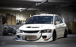 white vehicle, car, Mitsubishi HD wallpaper