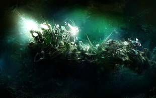 Explosion,  Green,  Background,  Flight HD wallpaper