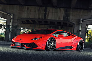 red Lamborghini Huracan, Liberty Walk, LB Performance, Lamborghini, Lamborghini Huracan LP 610-4  HD wallpaper