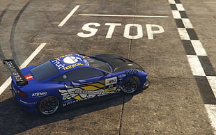 blue and black coupe, Grand Theft Auto, Grand Theft Auto V, race cars HD wallpaper