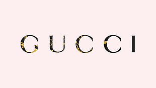 Gucci text, gold, splats, Gucci, logo HD wallpaper