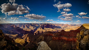 brown mountain, sky, clouds, mountains, landscape HD wallpaper