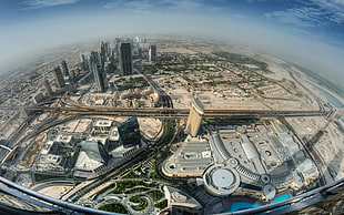 aerial view of city buildings, landscape, skyscraper, highway, cityscape HD wallpaper