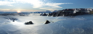 brown mountain, landscape, multiple display