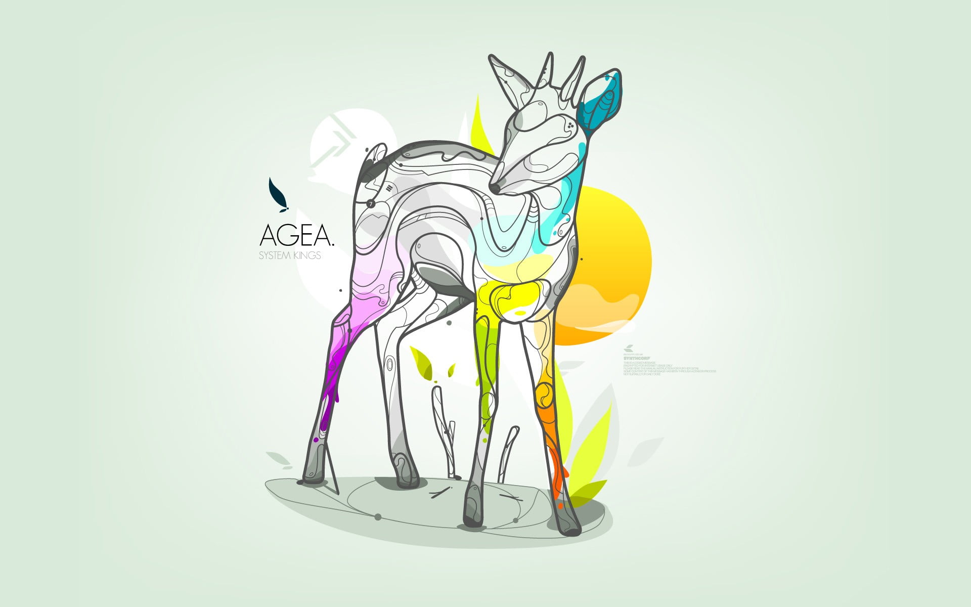 deer illustration, artwork, geometry, nature, colorful
