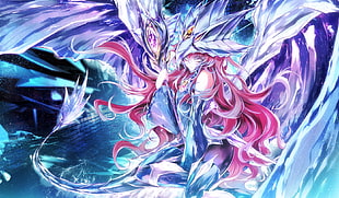 blue suited red haired woman anime character, anime, anime girls, artwork, Yu-Gi-Oh HD wallpaper