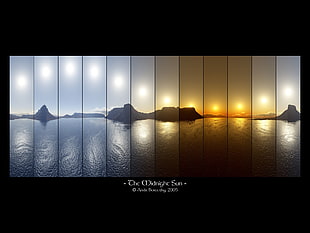 The Midnight Sun illustration, Sun, sunset, time, spectrum HD wallpaper