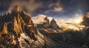 rock mountains, nature, landscape, mountains, clouds HD wallpaper